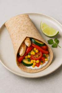 Kyllingwrap med grillede grønnsaker og maissalsa